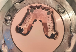 Figure 7: Milled PEEK framework before cutting.