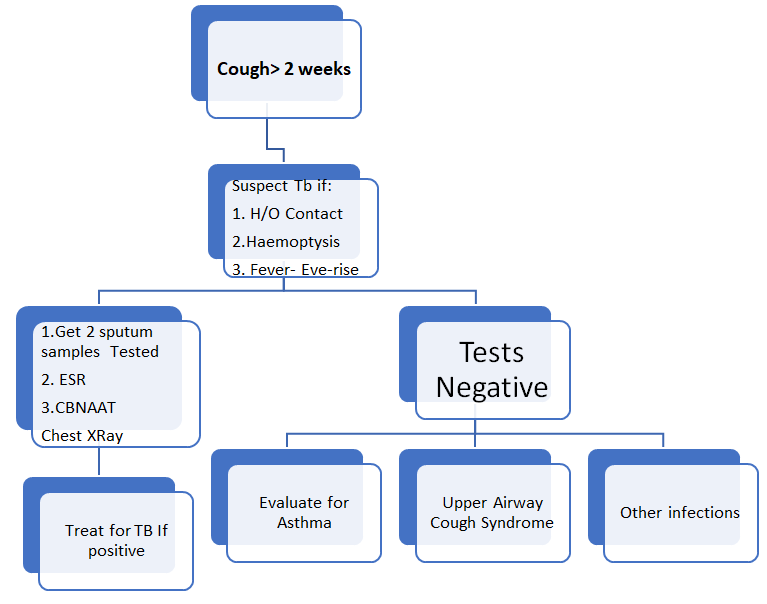 Figure 2: Algorithm for Diagnosis & Treatment of PULMONARY TUBERCULOSIS.