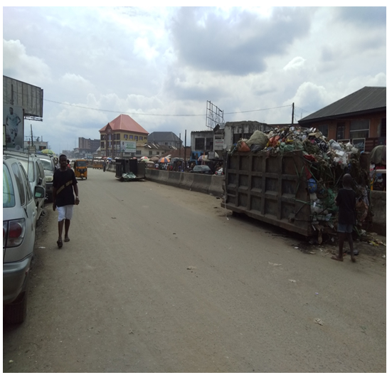 Figure 3: Large waste bins placed on Asa road, opposite Ekeoha shopping center, Aba.