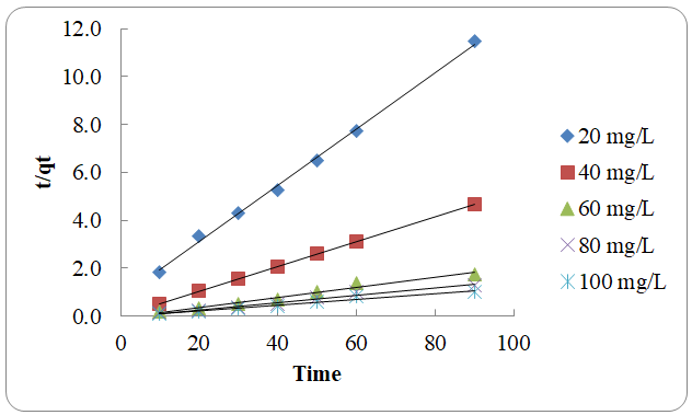 Figure 6: The pseudo second order kinetic.