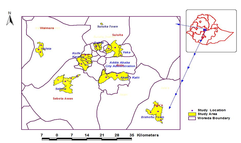 Figure 1: Maps showing all the study areas