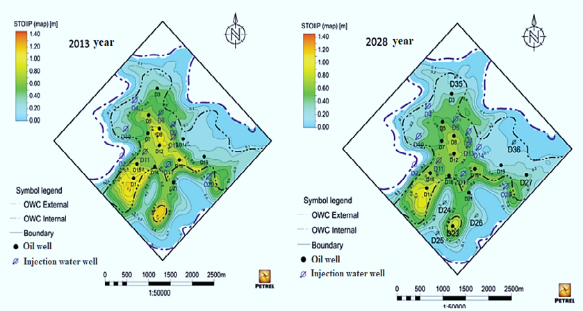 Figure 7: Residual oil reserves maps.