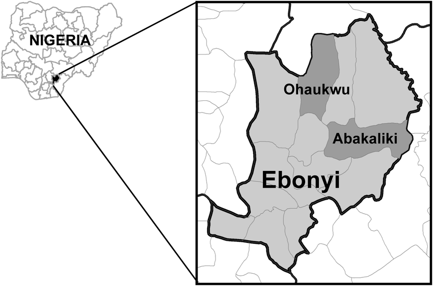Figure 1: Map of Ebonyi State Showing the Study Area (Source Ebonyigov).