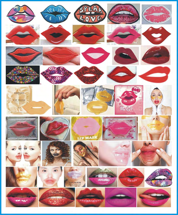 Figure 20: Depicts the various lips masks i.e. lips patch a.k.a. dolls lips or embroidered lips patch or lips stamps [68-72].