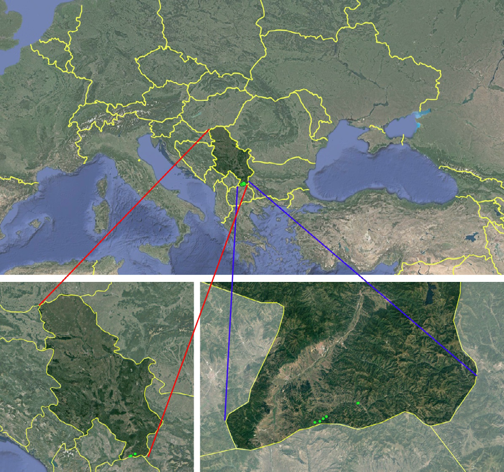 Figure 1: Map of sampling localities.