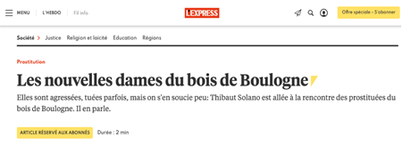 Figure 2: Article in L’Express Newspaper, November 30, 2018.