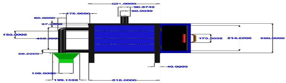 Figure 8: Dimensional orthographic front view.