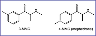 Figure 1: Chemical Structures of 3-MMC and 4-MMC.