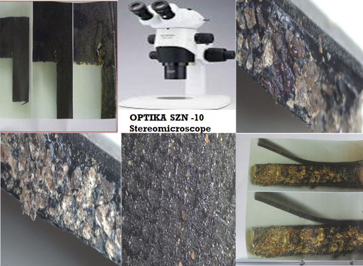 Figure 1: 1OptikaSZN-10 Stereomicroscope Images of Cross Sections of the Carpets (Magnification-01×50) Showing Light Brown Powdery Substance Embedded within the Layers of Carpets.
