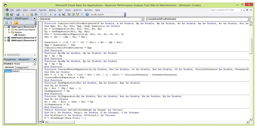 Figure 3: Microsoft Excel Visual Basic for Application Coding Software Page.