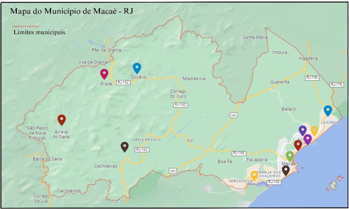 Figure 1: Coastal and Mountainous Regions of the Municipality of Macaé-RJ Served by the Oceanic Education Workshops of the Iurukuá Project, Between August 2022 And March 2023.