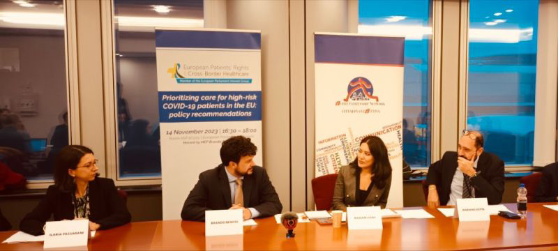 Figure 6: Debating on the state of healthcare and ambition to do better with MEP Brando Benifei, moderated by the journalist Mariam Zaidi. EU Parliament, 14th of November 2023, Brussels.