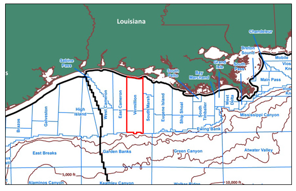Figure 2: Location of Vermilion basin in GOM [11].