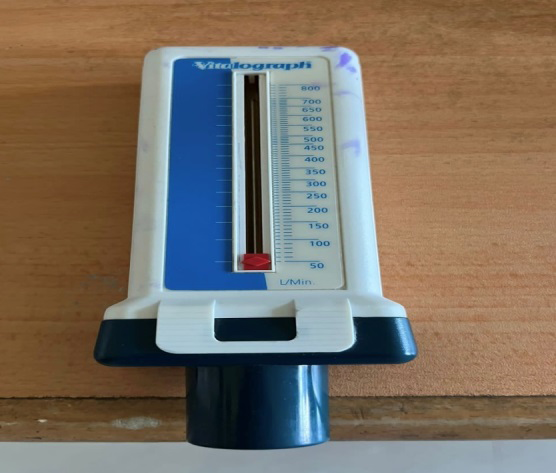 Figure 2: Peak expiratory flow meter with markings.