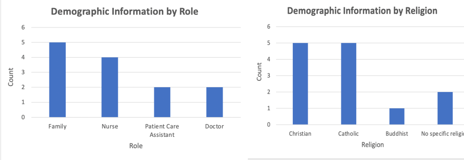 Figure 1: Differentiation of Demographic information by Role & Religion.
