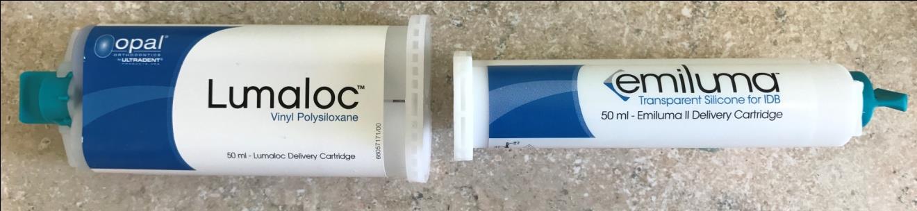 Figure 2: This will act as an inner soft layer. Before this inner layer sets up, quickly apply a second layer of thick, firm clear silicone like Lumaloc (Opal Orthodontics, Ultradent). The purpose of the outer layer is to impart rigidity to the tray.