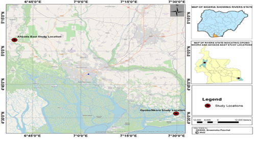 Figure 1: Rivers State Study Area Showing Ahoada East & Opobo/Nkoro Study Locations.