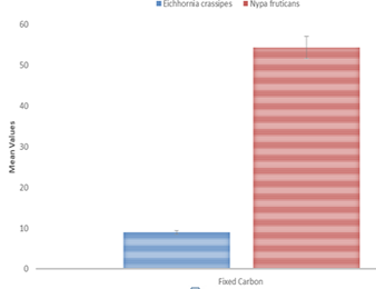 Figure 12: Volatile Content of N. fruticans and E. crassipes briquettes.