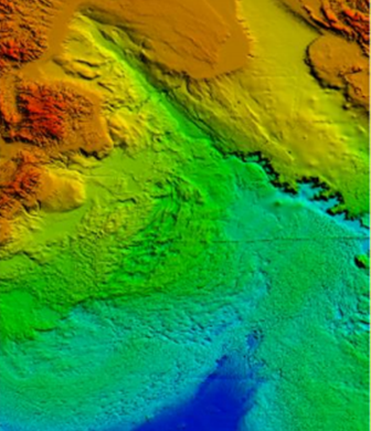 Figure 1: Topographic elevation map of the sea area.