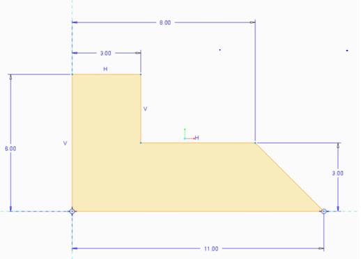 Figure 1: Two-dimensional sketch for Introductory CAD course.