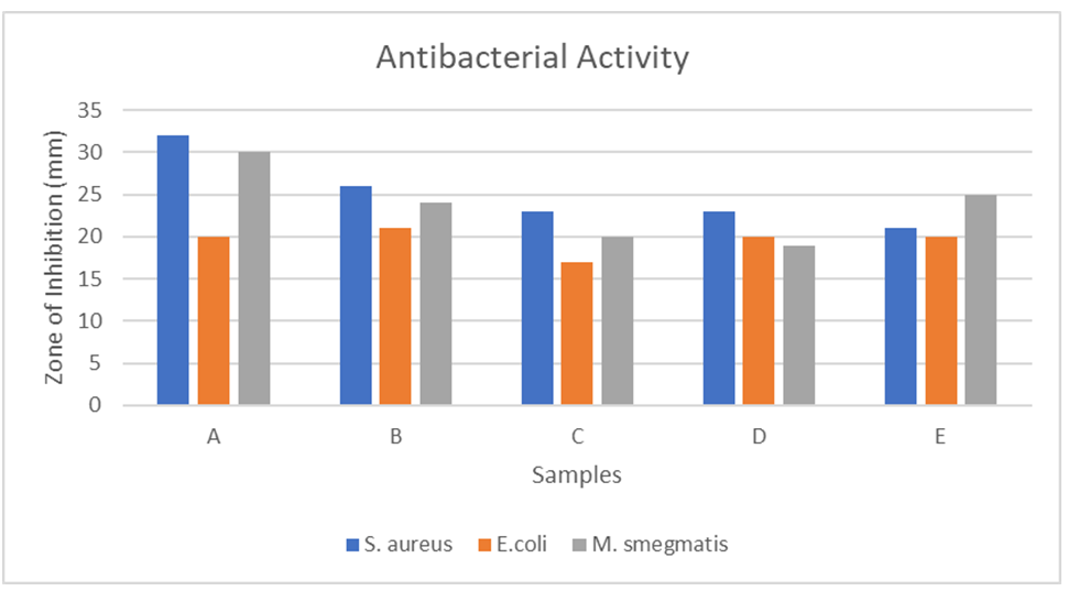 Figure 5: Anti-bacterial activity of synthesized Bio- enzymes.