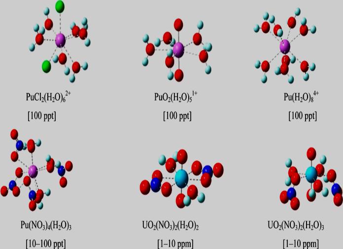 Figure 1: Common U and Pu moieties in nuclear wastewater [12].
