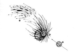 Figure 4: The impact of Neptune’s satellite against the planet X.
