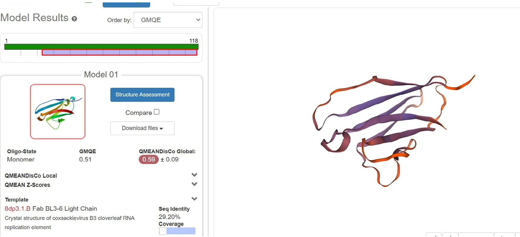 Figure 3: First Modelization of anti-HRP protein.