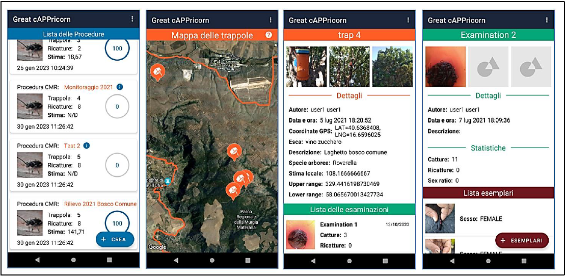 Figure 5: Screenshots of the app “Great cAPPricorn”.