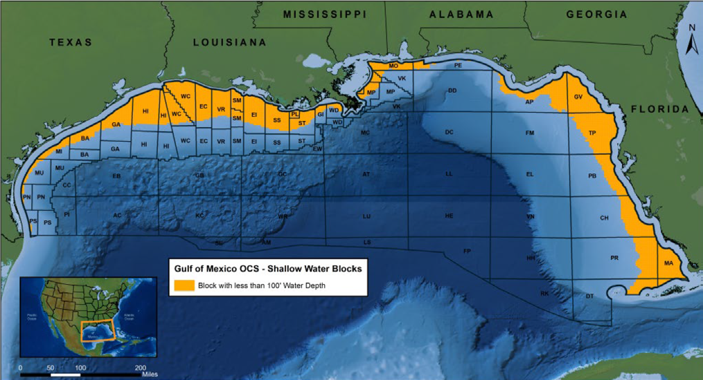 Figure 6: Water depths below one hundred feet [26].