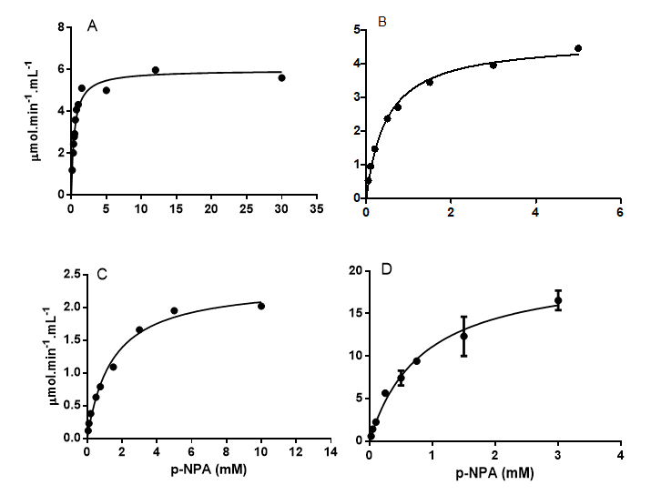Figure 1: The results of the standardization also determined the Vmax for p-NPA, as well the apparent KM value (Table 2).