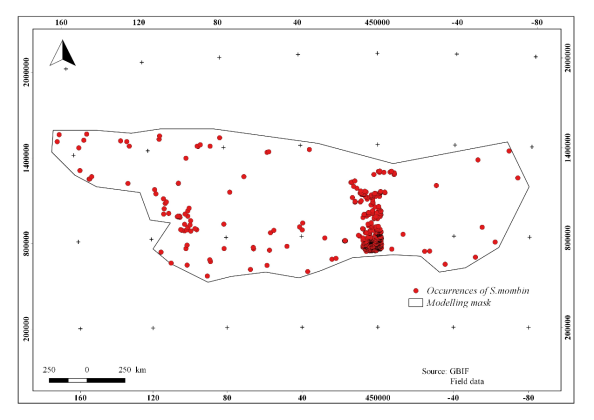 Figure 2: _S. mombin_ presence data for modeling.