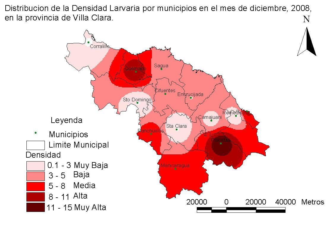 Figure 1: Overall larval density modelling for the month of December 2008.
