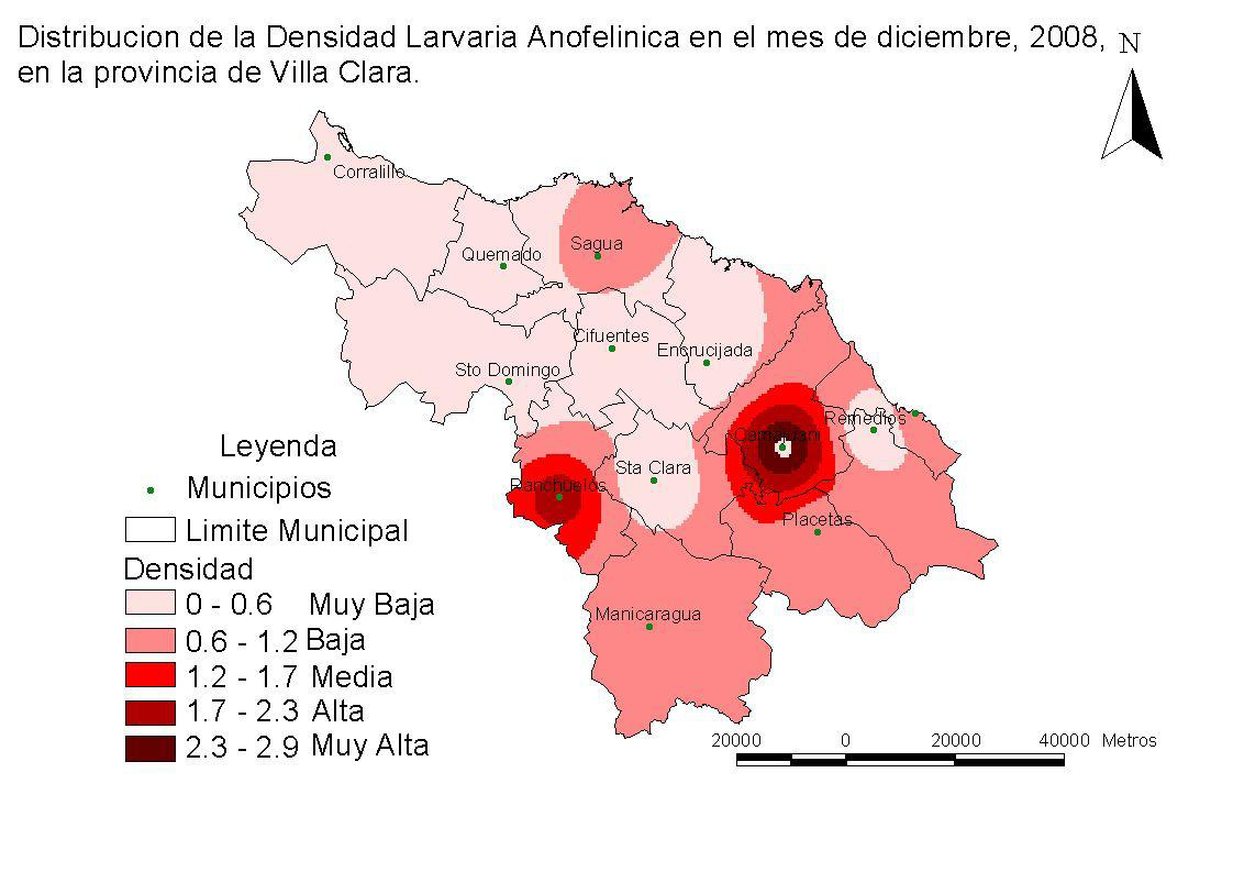 Figure 2: Modelling of anopheline larval density in December 2008.
