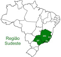 Figure 1: Research on phlebotomine fauna in caves was carried out in the southeastern region of Brazil, in the states of Minas Gerais (MG), Rio de Janeiro (RJ) and Sao Paulo (SP).