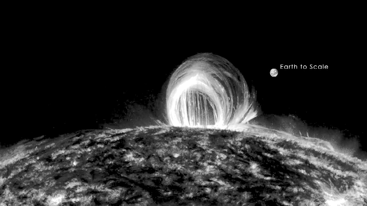 Figure 3: Footage collected by the Solar Dynamics Observatory’s AIA instrument, estimated to depict the ejection of material from a black hole in two opposite directions.
