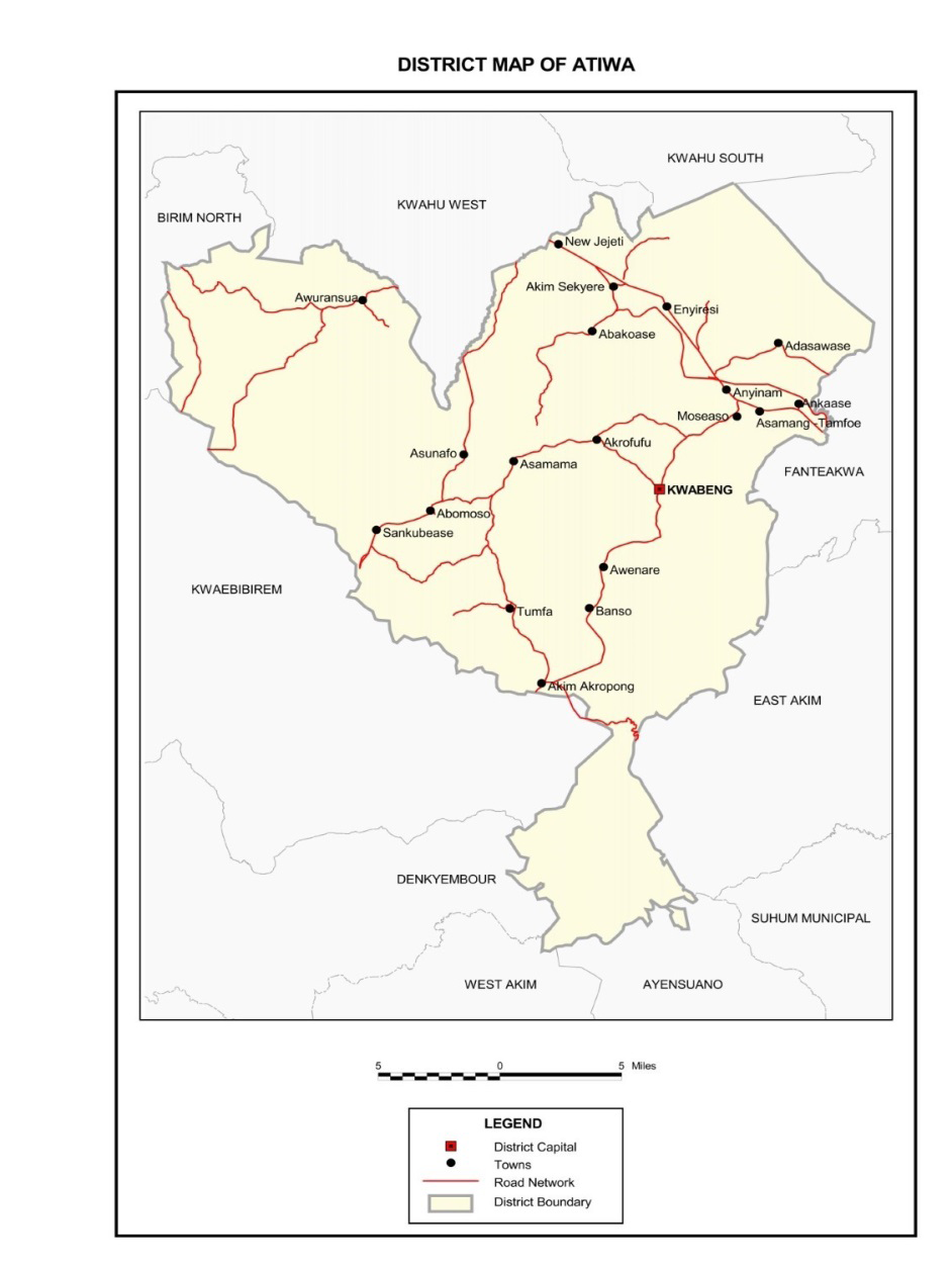 Figure 1: District map of Atiwa. Source: Ghana Statistical Service, GSS
