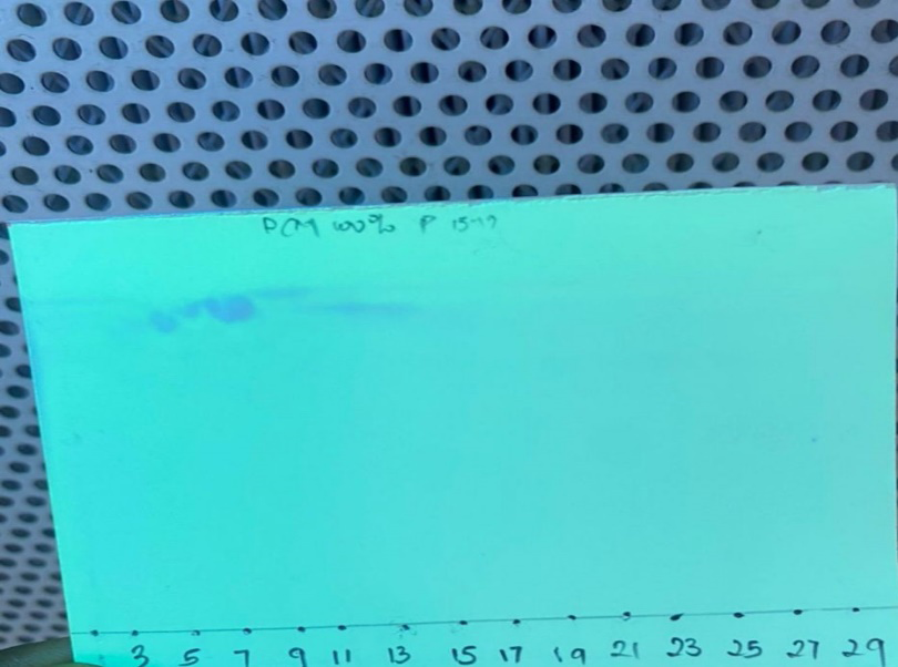 Figure 1: TLC plate showing Compound 7 as pure compound under UV Light.