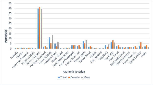 Figure 1: Fracture Distribution by Sex.