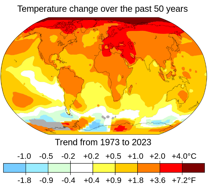 Figure 1: Change in temperature over the past 50 years (Wikipedia).