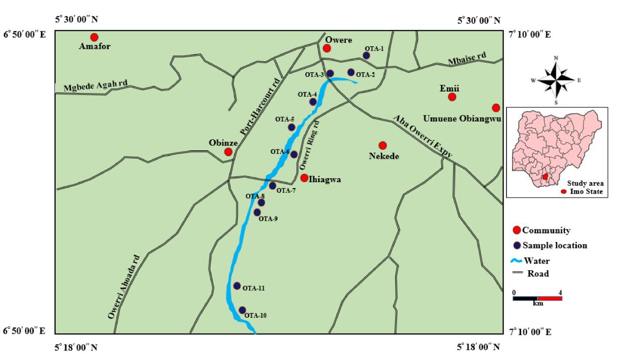 Figure 1: Map of the Study Area Showing Sampling Locations.