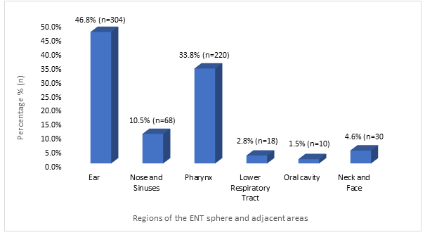 Figure 4: Grouping of conditions by different regions of the ENT sphere and adjacent areas.