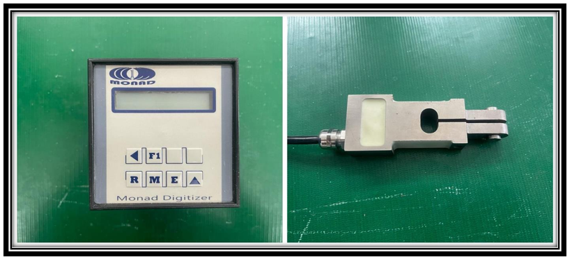 Figure 1: The sensor is hand held and is connected via a cable to the digital display unit. It is 12 mm in height and 150 mm long. This makes it easy for the patient to hold it in their hand, insert it in the mouth and apply pressure when instructed.