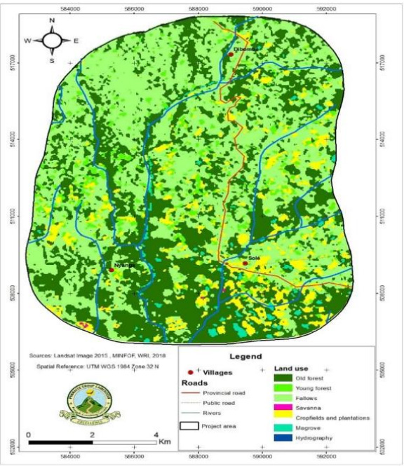 Figure 3: Map illustrating the different Land use / landcover types around the Dibombe River.