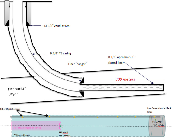 Figure 6: Horizontal wellbore trajectory used during steam injection.