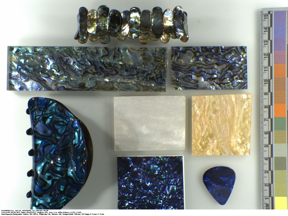 Figure 2: Other artificial specimens were claimed by the manufacturer to be made of materials ranging from acrylic (polymethyl methacrylate or PMMA) to paint or adhesive (Table 2 and Figure 2).
