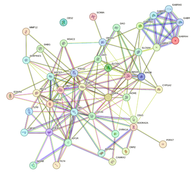 Figure 8: The protein-protein interaction of the common targets of Anxiety.