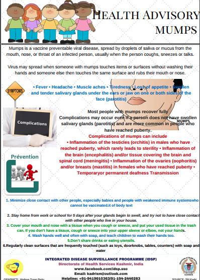 Figure 2: Kashmir Mumps Outbreak Data. The largest outbreak was in an educational institution, in keeping with findings from existing literature which indicates that group settings associated with educational institutions are at increased risk of outbreaks, be they small or large [16]. The majority of outbreaks were recorded in the Shopian District, totalling 5 outbreaks with 74 cases overall (Figure 3).