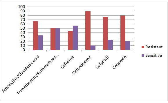 Figure 2: Pattern of Klebsiella pneumoniae Resistant & Sensitive.