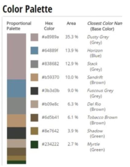 Figure 11: Color Palette of one of relief on walls of dasavatar of Lord Vishnu.